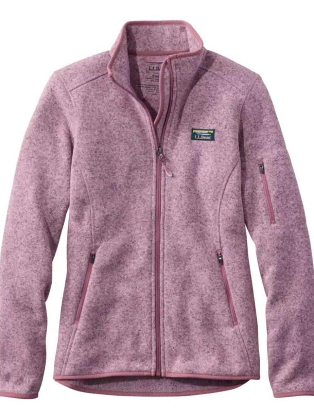 L.L. Bean Mauve Heathered Full-Zip Fleece Jacket